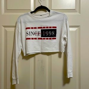 H&M NY graphic cropped long sleeve